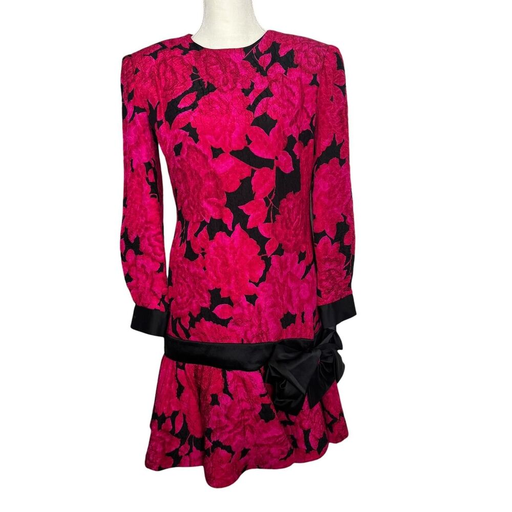 Vintage Rickie Freeman Teri Jon Nites Saks Fifth Ave Silk Floral Dress Women's 4